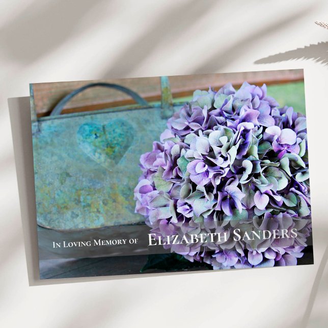 Sympathy Funeral Thank You Cards Hydrangea  (Hydrangea and handbag funeral thank you card)