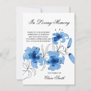 Sympathy Funeral THANK YOU Lily Floral PHOTO Card