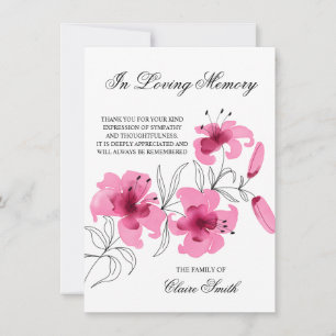 Sympathy Funeral THANK YOU Lily Floral PHOTO Card