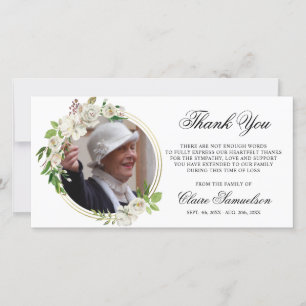 Sympathy Funeral THANK YOU Watercolor Floral PHOTO Card