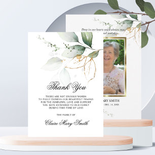 Sympathy Funeral THANK YOU Watercolor Greenery  Card