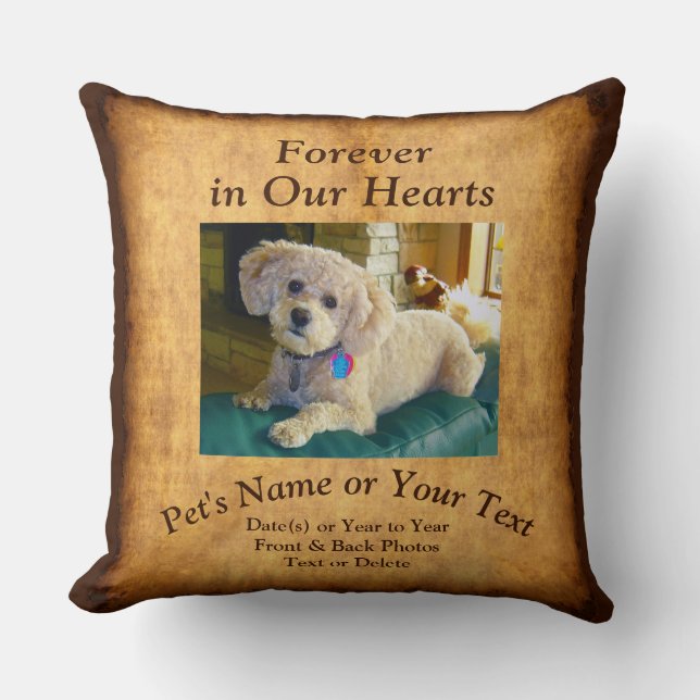 Sympathy Gift for Loss of Pet, 2 Photos, Your Text Cushion (Front)