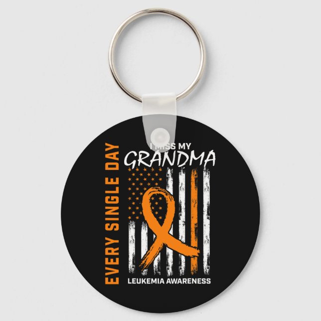 Sympathy Gifts For Loss of Grandma Leukaemia Aware Key Ring (Front)