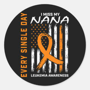 Sympathy Gifts Loss Of Nana Orange Leukaemia Aware Classic Round Sticker