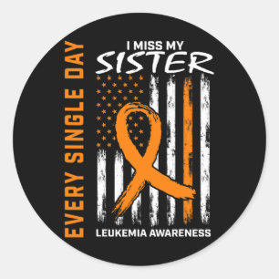 Sympathy Gifts Loss of Sister Orange Leukemia Awar Classic Round Sticker
