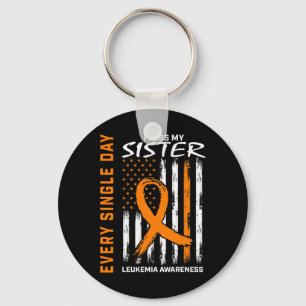 Sympathy Gifts Loss of Sister Orange Leukemia Awar Key Ring