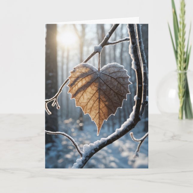 Sympathy Heart-shaped Winter Leaf Card (Front)