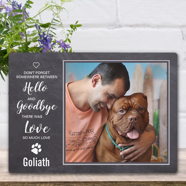 Sympathy Hello Goodbye Quote Pet Memorial Plaque (Creator Uploaded)