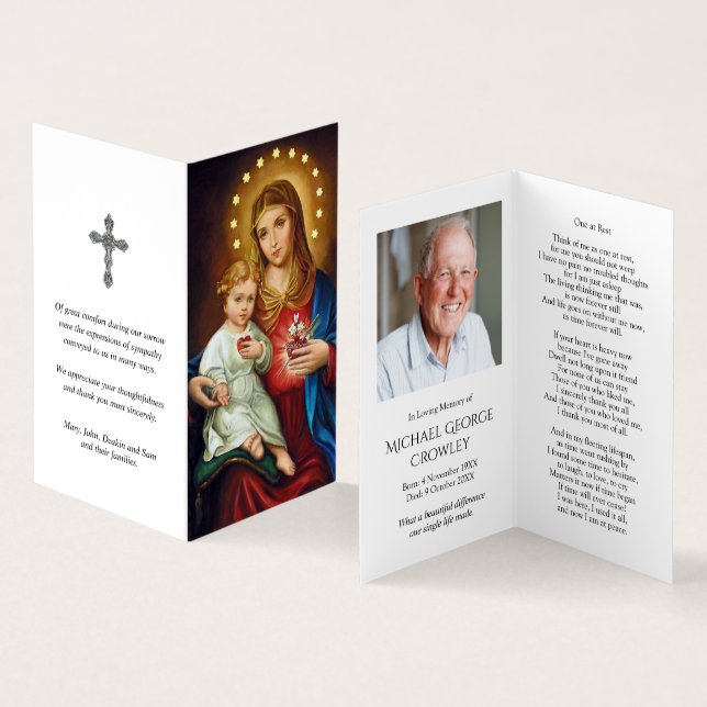 Sympathy Holy Cards | Immaculate Heart Mary (Inside and Outside)