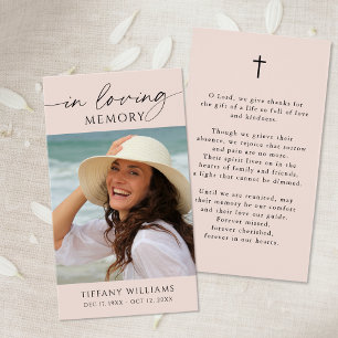 Sympathy In Loving Memory Cross Photo Prayer Card
