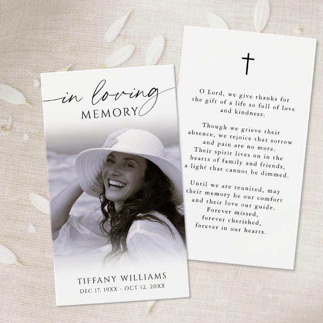 Sympathy In Loving Memory Photo Cross Prayer Card (Creator Uploaded)