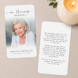 Sympathy In Loving Memory Photo Prayer Card