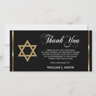 Sympathy Jewish Star of David THANK YOU   PHOTO Card