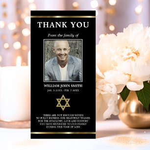 Sympathy Jewish Star of David THANK YOU   PHOTO Card
