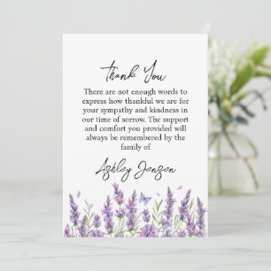Sympathy Lavender Funeral Thank You Card