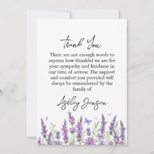 Sympathy Lavender Photo Funeral Thank You Card
