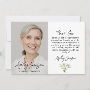 Sympathy Lily Photo Funeral Thank You Card