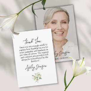 Sympathy Lily Photo Funeral Thank You Card