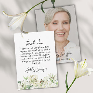 Sympathy Lily Photo Funeral Thank You Card