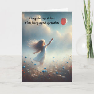 Sympathy Little Girl With Red Balloon Card