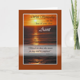 Sympathy Loss of Aunt, Sunset Over Ocean, Relig Card