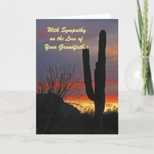 Sympathy Loss of Grandfather Cactus Sunset Card
