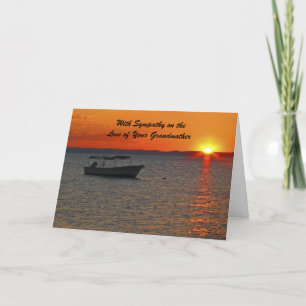 Sympathy Loss of Grandmother, Fishing Boat Sunset Card
