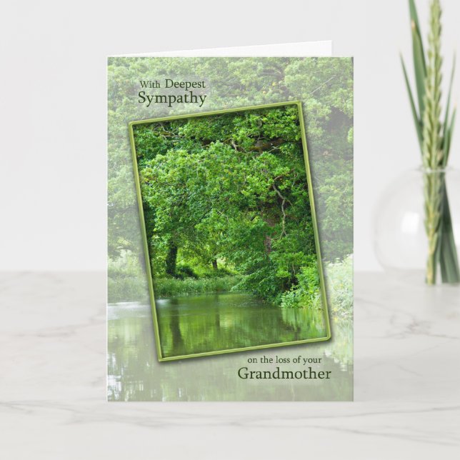 Sympathy loss of grandmother tranquil river scene card (Front)