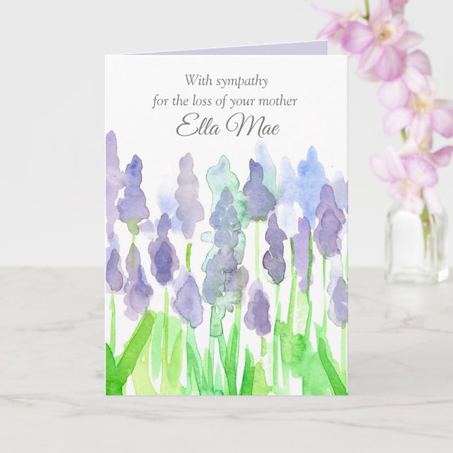 Sympathy Loss Of Mother Flowers Custom Name Card (Orchid)