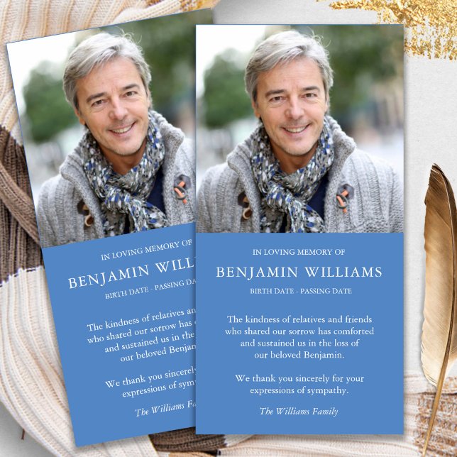 Sympathy Loss Photo Marine Funeral Thank You Cards (funeral thank you cards, bereavement, elegant, simple, celebration of life, sympathy card)