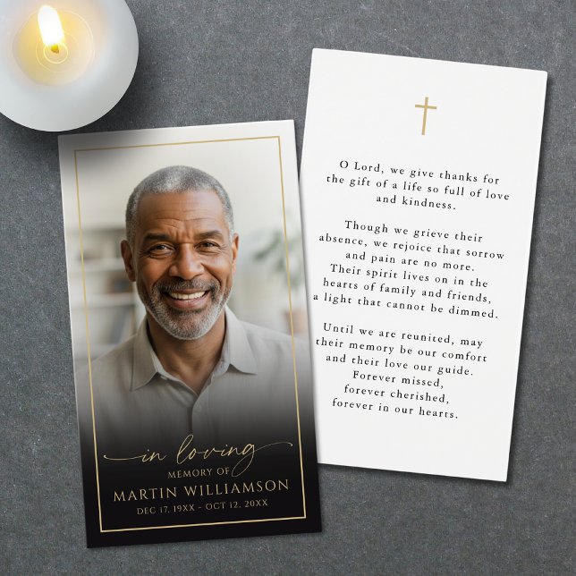 Sympathy Loving Memory Cross Photo Prayer Card (Creator Uploaded)