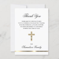 Sympathy Memorial Cross Gold PHOTO Thank You