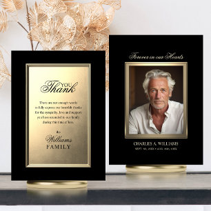 Sympathy Memorial Elegant Gold PHOTO Thank You Card