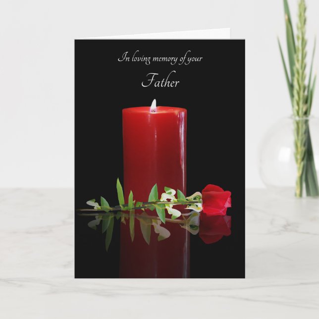Sympathy Memorial For Father Candle Rose Card (Front)