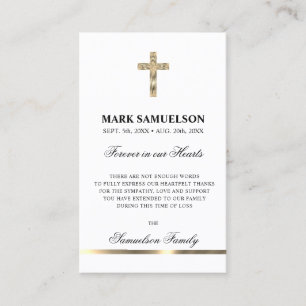 Sympathy Memorial Religious Cross Gold   PRAYER Business Card