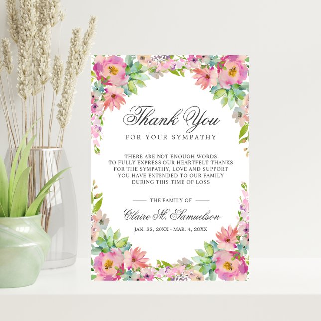 Sympathy Memorial Service Succulent Floral Funeral Thank You Card (Sympathy Memorial Service Succulent Floral Funeral Thank You Card)