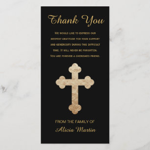 Sympathy Memorial Thank You Gold Religious Cross