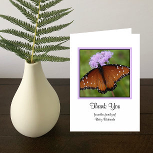 Sympathy Memorial Thank You Note Card - Butterfly