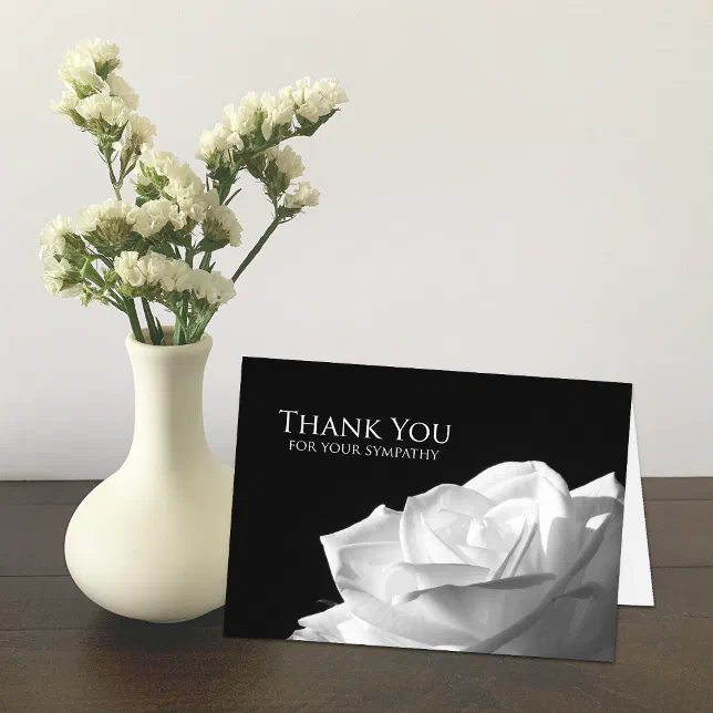 Sympathy Memorial Thank You Note Card -- Rose | Zazzle
