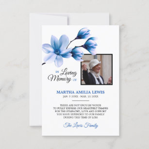 Sympathy Memory Floral Blue THANK YOU | PHOTO