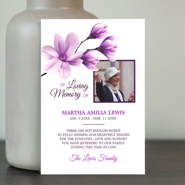 Sympathy Memory Floral Lavender THANK YOU | PHOTO (Funeral Sympathy Floral Lavender Purple THANK YOU | PHOTO, picture. )