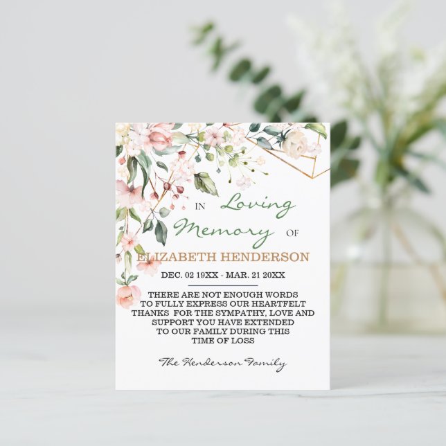 Sympathy Memory /Thank you. (Standing Front)