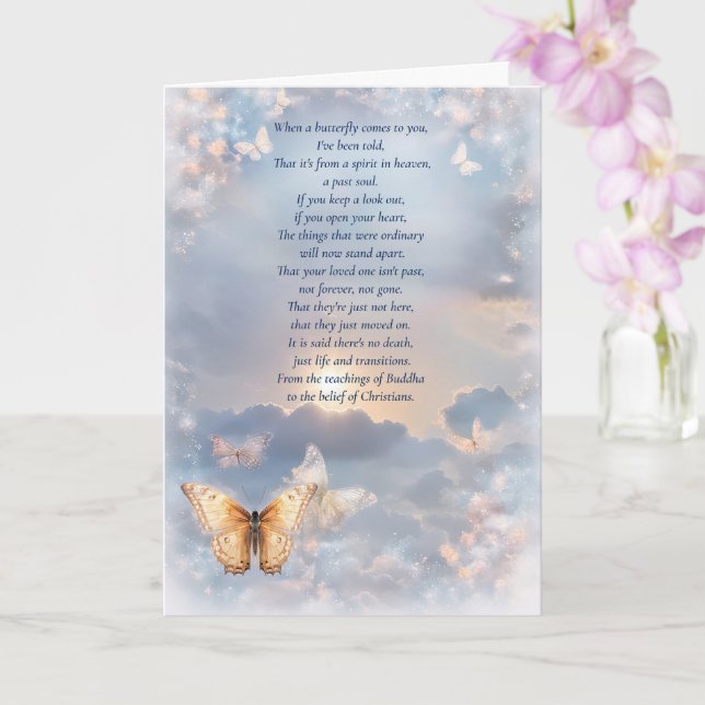 Sympathy Metaphysical Spiritual Butterflies  Card (Orchid)