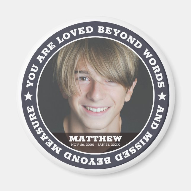 Sympathy Modern Simple Custom Photo Keepsake Magnet (Front)