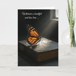 Sympathy Monarch Butterfly On a Holy Bible Card