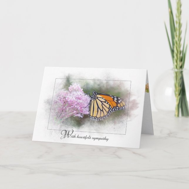 sympathy monarch butterfly on wildflower card (Front)