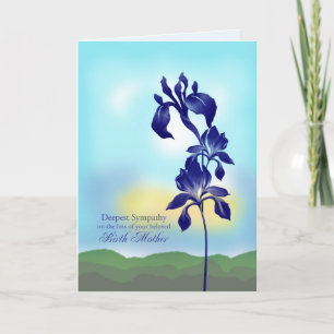 Sympathy on Loss of Birth Mother, Purple flowers Card