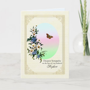 Sympathy on Loss of Nephew, Flowers and Butterfly Card