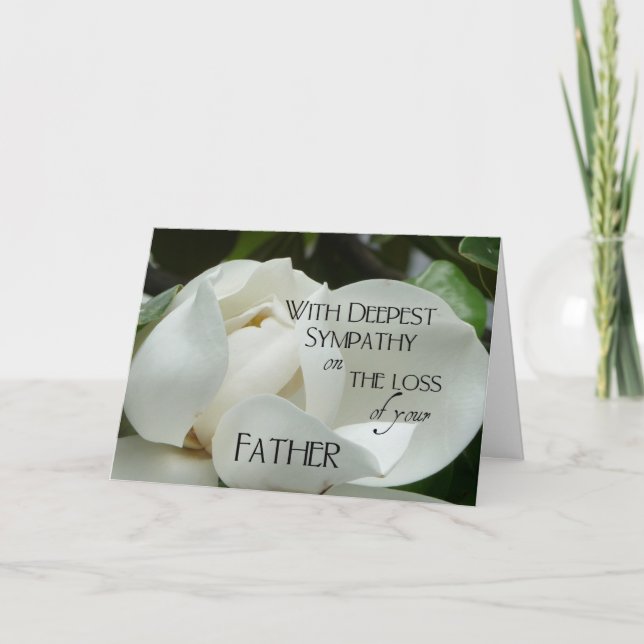 Sympathy on the loss of your Father-White Magnolia Card (Front)