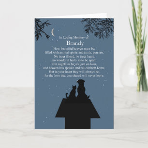 Sympathy Pet Dog Cat Spiritual Poem Heaven Card